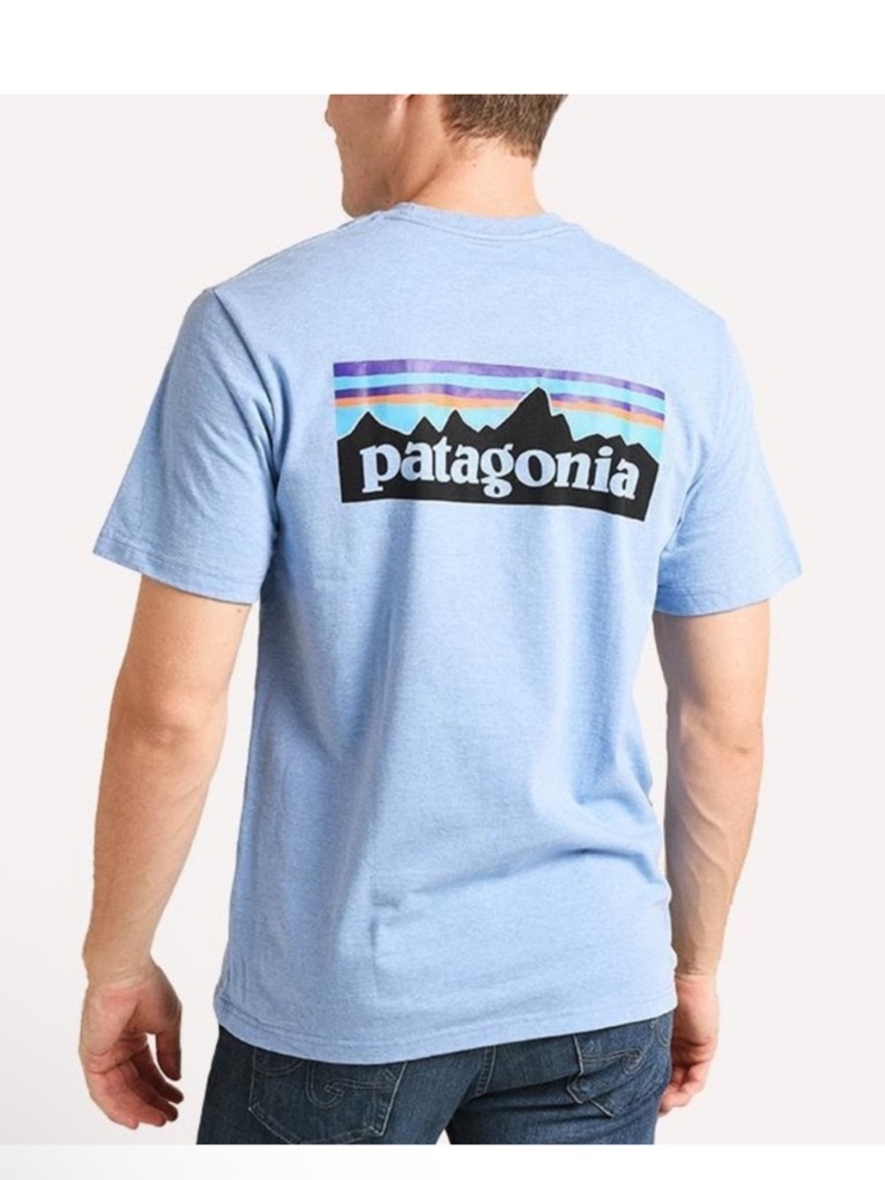 Patagonia Men's P-6 Logo Responsibili-Tee Light Blue T-Shirt Size Large